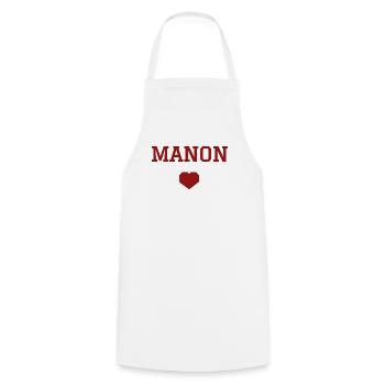 Manon cœur - Tablier de cuisine - blanc - Devant - AI Model Male 185 dark (185cm)