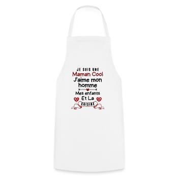 Maman Cool j aime mon homme et mes enfants 2 - Tablier de cuisine - blanc - Devant - AI Model Male 185 dark (185cm)