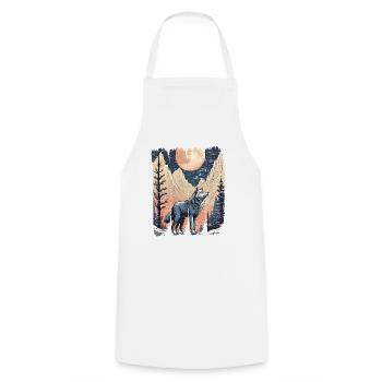 Wolf Mountains Full Moon Forest - Cooking Apron - white - Front - AI Model Male 185 dark (185cm)