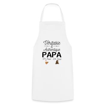 Papa moitié poule moitié ours - Tablier de cuisine - blanc - Devant - AI Model Male 185 dark (185cm)