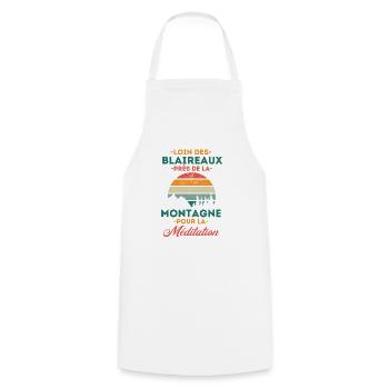 Montagne meditation humour - Tablier de cuisine - blanc - Devant - AI Model Male 185 dark (185cm)