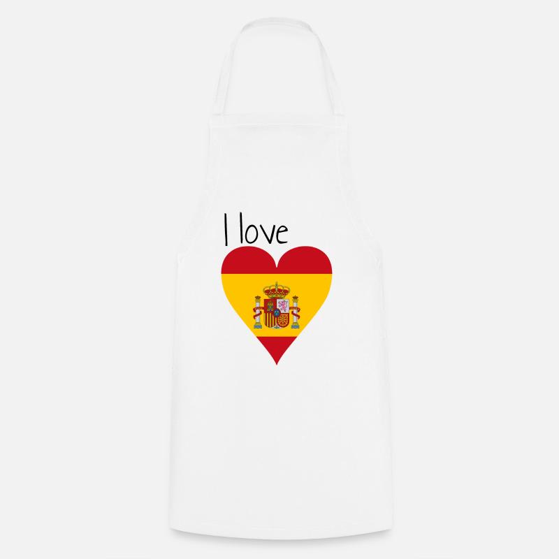 J'adore l'Espagne. Idée cadeau, drapeau espagnol - Tablier de cuisine - blanc