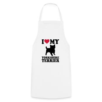 Yorkshire Terrier - Cooking Apron - white - Front - AI Model Male 185 dark (185cm)