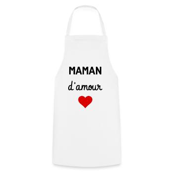 maman d'amour - Tablier de cuisine - blanc - Devant - AI Model Male 185 dark (185cm)