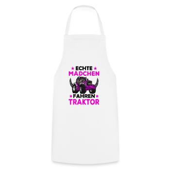Echte Mädchen fahren Traktor - Kochschürze - Weiß - Vorne - AI Model Male 185 dark (185cm)