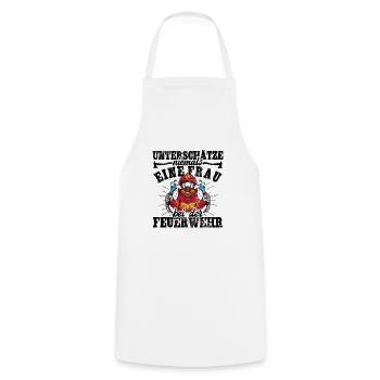 Feuerwehrfrau - Kochschürze - Weiß - Vorne - AI Model Male 185 dark (185cm)