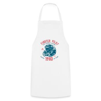 CLASSIC JET PLANE - fighter jet pilot shirt motif - Cooking Apron - white - Front - AI Model Male 185 dark (185cm)