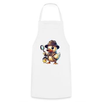Detective Duck Duo H and W style - Cooking Apron - white - Front - AI Model Male 185 dark (185cm)