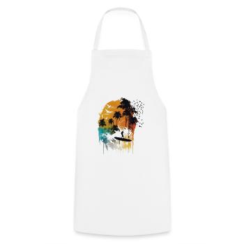 Aquarelle Surfeur - Tablier de cuisine - blanc - Devant - AI Model Male 185 dark (185cm)