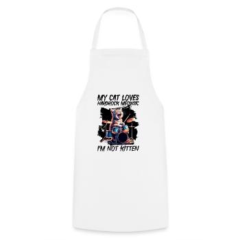Cat Rock Music Humor Funny Gift Idea - Cooking Apron - white - Front - AI Model Male 185 dark (185cm)