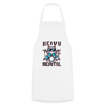 Heavy Metal Chat Musique Humour Drôle Idée Cadeau - Tablier de cuisine - blanc - Devant - AI Model Male 185 dark (185cm)