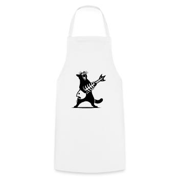 Rock Music Cat Funny Humor Gift Idea - Cooking Apron - white - Front - AI Model Male 185 dark (185cm)