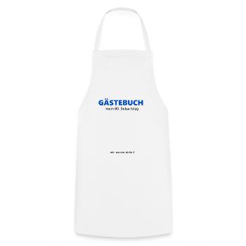 80th Birthday Guestbook to Sign Funny - Cooking Apron - white - Front - AI Model Male 185 dark (185cm)