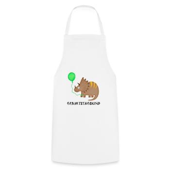 Birthday Boy Triceratops Dino Birthday - Cooking Apron - white - Front - AI Model Male 185 dark (185cm)
