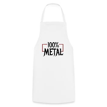 100 Heavy Metal - Kochschürze - Weiß - Vorne - AI Model Male 185 dark (185cm)