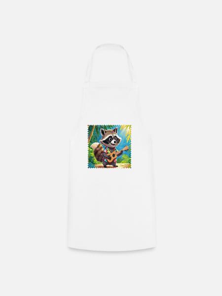 Waschbär mit Ukulele 2 - Kochschürze - Weiß