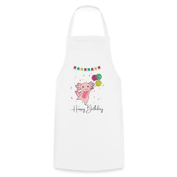 Axolotl wishes happy birthday to you Axolotls - Cooking Apron - white - Front - AI Model Male 185 dark (185cm)