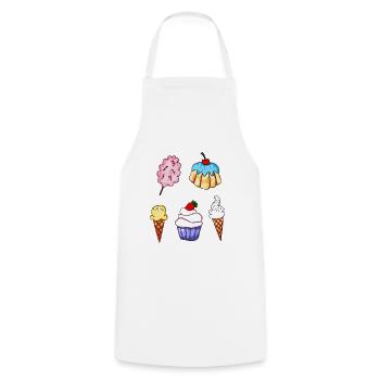 Bonbons / Bonbons / Cupcake / Cornet de crème glac - Tablier de cuisine - blanc - Devant - AI Model Male 185 dark (185cm)