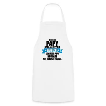 je suis un papy spécialiste du barbecue - Tablier de cuisine - blanc - Devant - AI Model Male 185 dark (185cm)