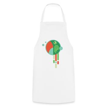 Colorful parrot - bande dessinée drôle cadeau oiseau - Tablier de cuisine - blanc - Devant - AI Model Male 185 dark (185cm)