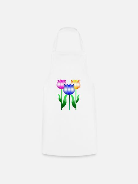 Tulpenblumen - Kochschürze - Weiß