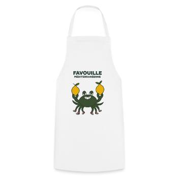 Crabe Vert ou Favouille et citrons - Tablier de cuisine - blanc - Devant - AI Model Male 185 dark (185cm)
