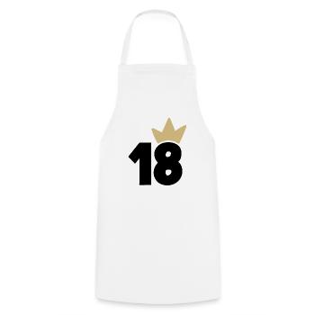 18 Crown number 18 - Cooking Apron - white - Front - AI Model Male 185 dark (185cm)