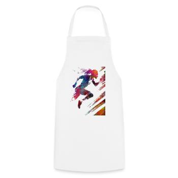 Runner sport art #runner #sport #jogging - Cooking Apron - white - Front - AI Model Male 185 dark (185cm)