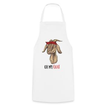 Oh ma chèvre - Oh mon Dieu - Tablier de cuisine - blanc - Devant - AI Model Male 185 dark (185cm)