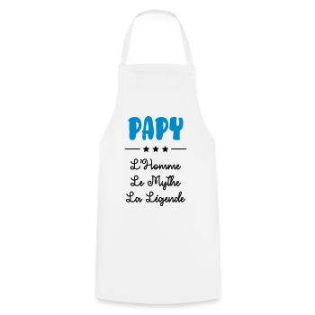 Papy Papi Grand-Père Retraite famille - Tablier de cuisine - blanc - Devant - AI Model Male 185 dark (185cm)