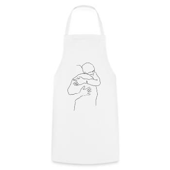 Hug, two people - Cooking Apron - white - Front - AI Model Male 185 dark (185cm)