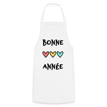 BONNE ANNEE. SAINT SYLVESTRE. NOUVELLE ANNÉE. - Tablier de cuisine - blanc - Devant - AI Model Male 185 dark (185cm)
