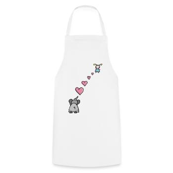 Enfant éléphant avec le cœur symbole de l’amour - Tablier de cuisine - blanc - Devant - AI Model Male 185 dark (185cm)