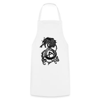 Dragon-loup viking (noir) - Tablier de cuisine - blanc - Devant - AI Model Male 185 dark (185cm)