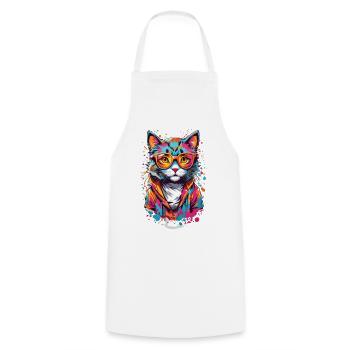 Cute cat - Cooking Apron - white - Front - AI Model Male 185 dark (185cm)