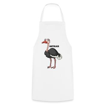 Autruche de dessin animé : plumes noires et blanches audacieuses - Tablier de cuisine - blanc - Devant - AI Model Male 185 dark (185cm)
