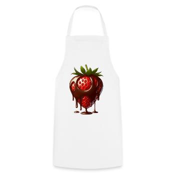 Strawberry with chocolate sweet treat dessert - Cooking Apron - white - Front - AI Model Male 185 dark (185cm)