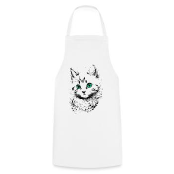 Kätzchen-Tattoo 🐾 2 - Kochschürze - Weiß - Vorne - AI Model Male 185 dark (185cm)