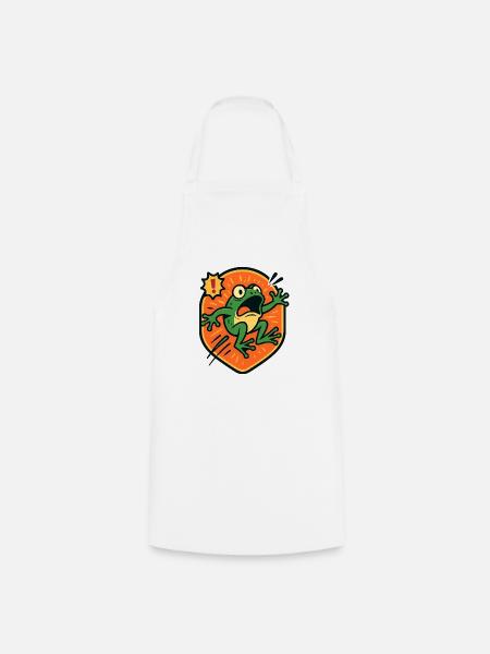Panic Frog badge - Cooking Apron - white