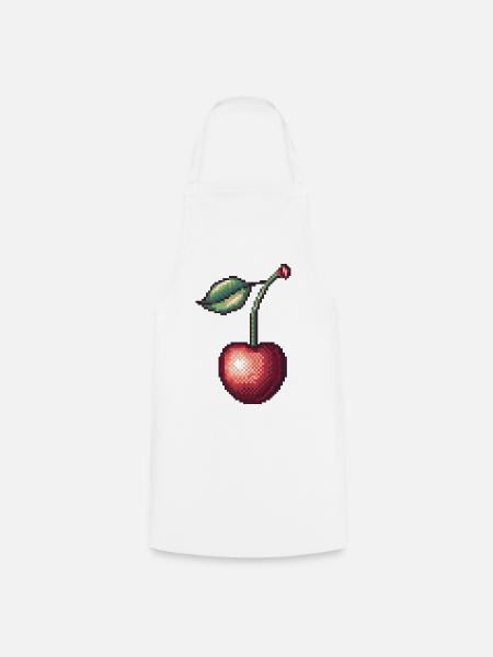Retro Pixel Kirsche - Kochschürze - Weiß