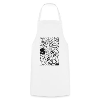 Typo S - Conception de lettres pour les amateurs de polices de caractères - Tablier de cuisine - blanc - Devant - AI Model Male 185 dark (185cm)