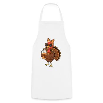 Amateur de café de dinde Drôle d’ambiance de Thanksgiving - Tablier de cuisine - blanc - Devant - AI Model Male 185 dark (185cm)