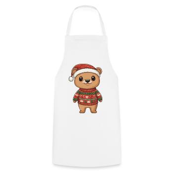 Noël de l’ours - Tablier de cuisine - blanc - Devant - AI Model Male 185 dark (185cm)