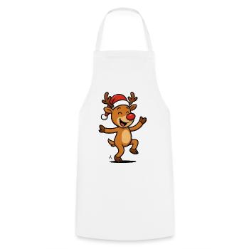 Reh mit Santa Hut - Kochschürze - Weiß - Vorne - AI Model Male 185 dark (185cm)