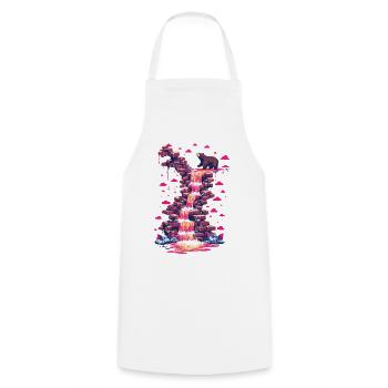 Pink waterfall with bear light - Cooking Apron - white - Front - AI Model Male 185 dark (185cm)