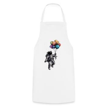 Astronaut and Colorful Balloon Bouquet - For Women - Cooking Apron - white - Front - AI Model Male 185 dark (185cm)