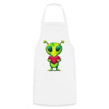 Extraterrestre au cœur - Tablier de cuisine - blanc - Devant - AI Model Male 185 dark (185cm)