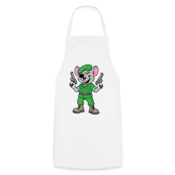 Armed Mouse Ranger - Cooking Apron - white - Front - AI Model Male 185 dark (185cm)