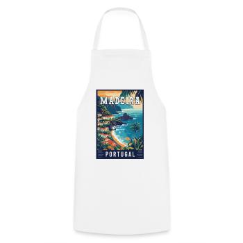 Découvrez la beauté de Madère au Portugal - Tablier de cuisine - blanc - Devant - AI Model Male 185 dark (185cm)