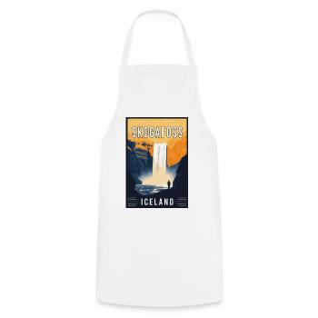 Discover Majestic Skogafoss Waterfall in Iceland - Cooking Apron - white - Front - AI Model Male 185 dark (185cm)